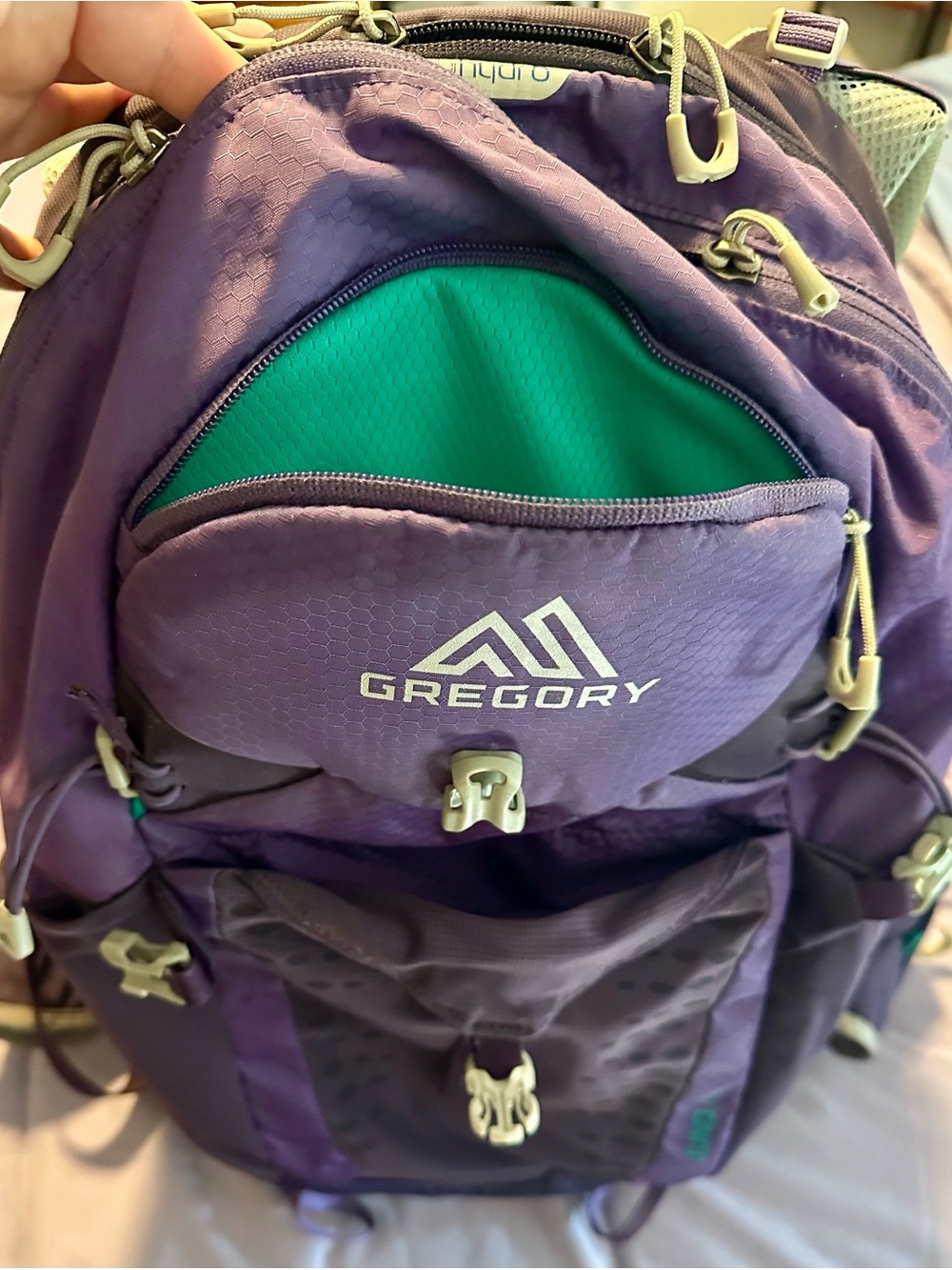 Gregory purple daypack with teal logo accents - Picture 5 of 14